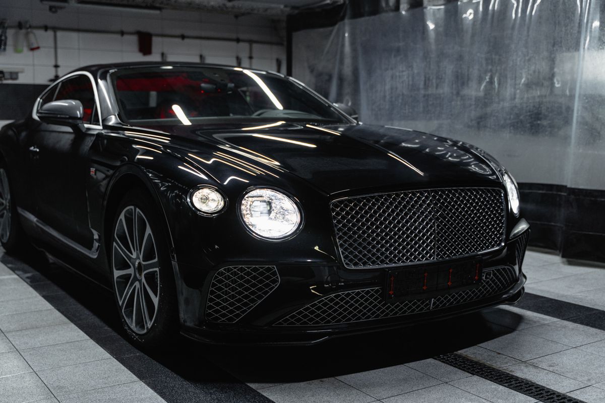Black Bentley Continental GT front view