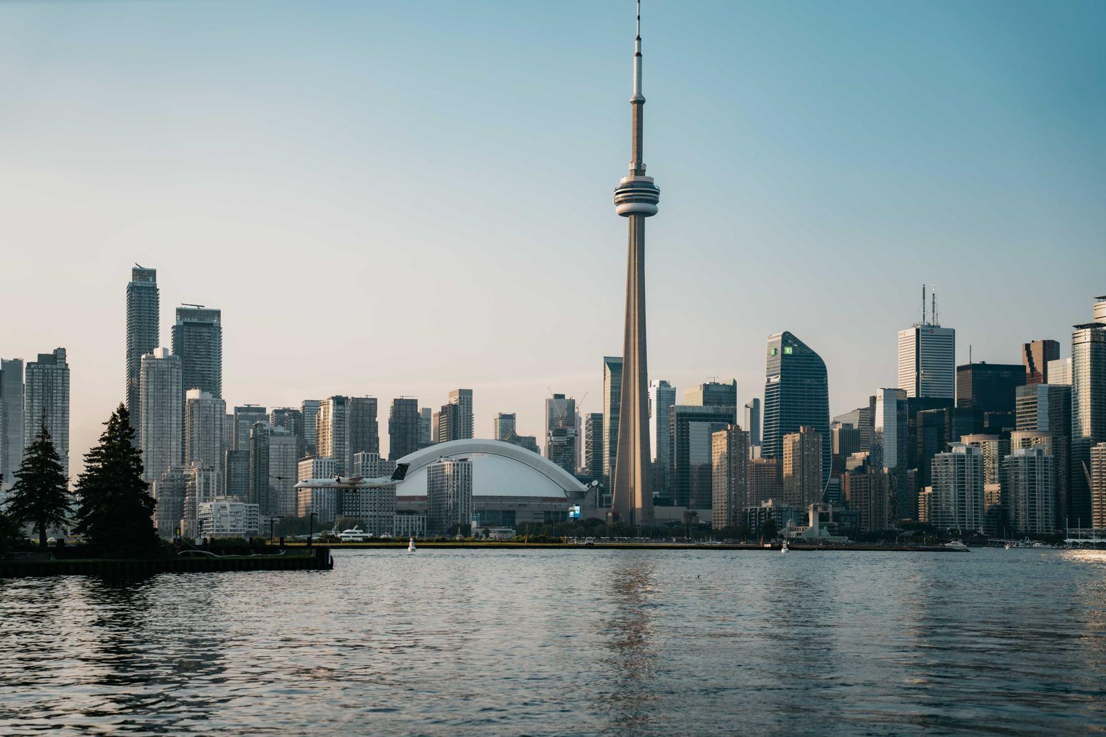 Toronto skyline with the CN Tower seen across the harbour
