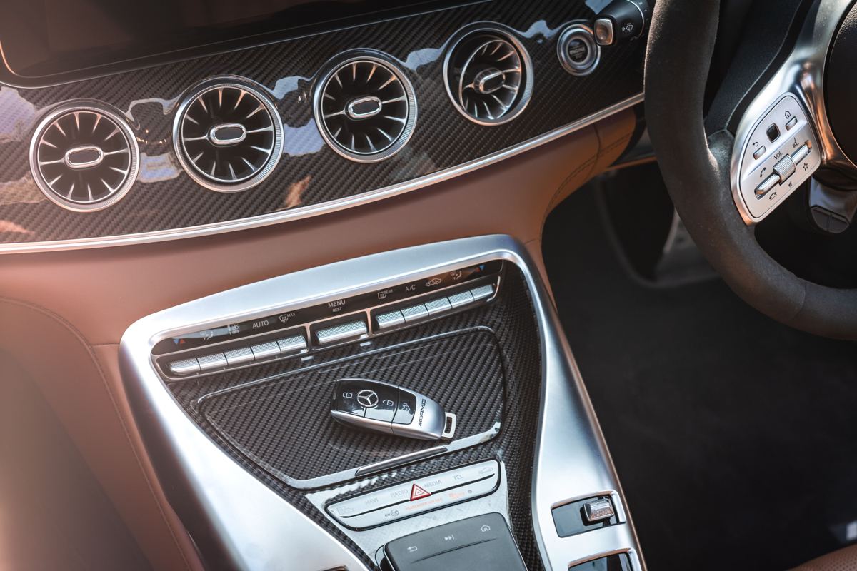 The interior of a luxury car